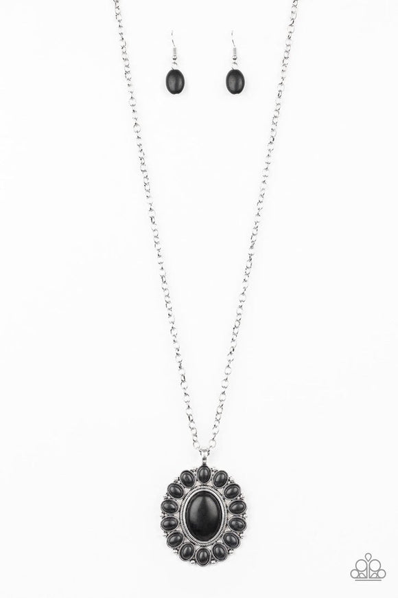 Rancho Roamer - Black Stone Silver Pendant Long Necklace