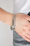 Industrial Instincts - Brass - Silver Mismatched Beads Stretchy Spring-Like Wires Stretchy Bracelet