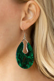 Pool Hopper - Silver - Green Marble Acrylic Finish Post Earrings