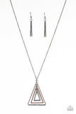 TRI Harder - Silver - Multi Triangular Frames Long Necklace