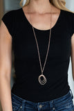 Relic Redux - Black/Gunmetal - Gold Asymmetrical Hoops Long Necklace