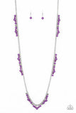 Miami Mojito - White - Black - Purple Beads Trickle Down Long Necklace