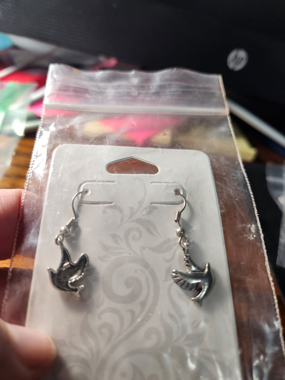 Handmade Doves - Silver Dove Frames Fishhook Earrings