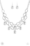 Show-Stopping Shimmer - White Teardrop Gems Short Necklace