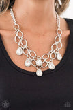 Show-Stopping Shimmer - White Teardrop Gems Short Necklace