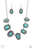 Albuquerque Artisan - Blue/Turquoise - Black Stones Assorted Shapes Short Necklace - Fashion Fix Necklace Oct. 2021