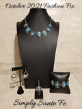 Albuquerque Artisan - Blue/Turquoise - Black Stones Assorted Shapes Short Necklace - Fashion Fix Necklace Oct. 2021