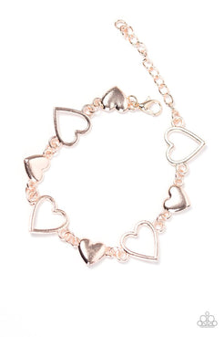 Heart to Handle - Rose Gold Heart Charms Clasp Bracelet