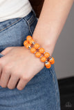 Bubble Blast Off - Orange Bubbly Beads Stretchy Bracelet