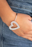 Heart Opener - White Rhinestones Silver - Gold Heart Frame and Cuff Bracelet