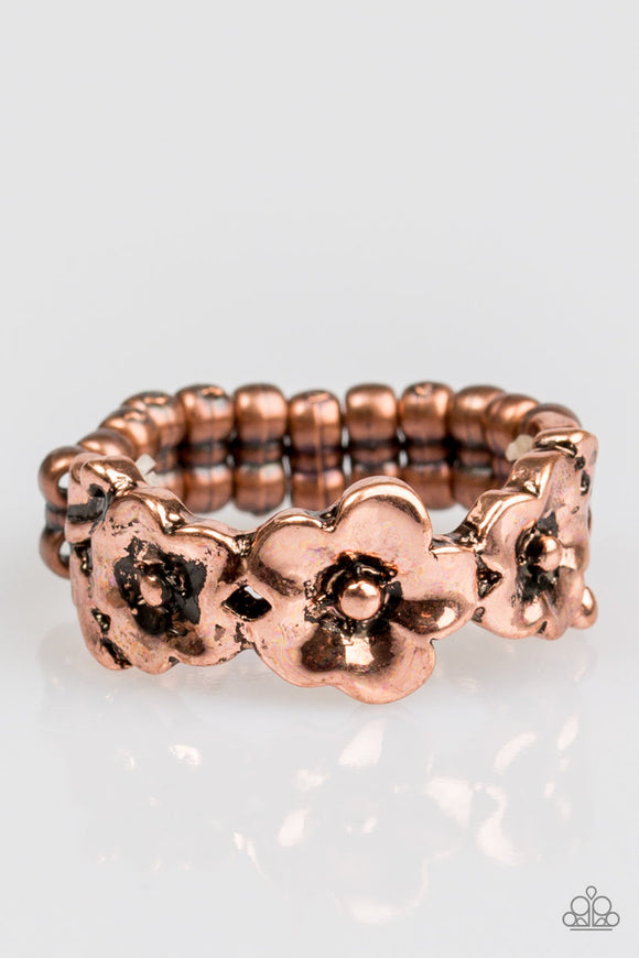 Spring Meadows - Copper Flowers Thin Band Ring