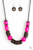 You Better Belize It - Pink - Red Wooden Necklace