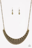 Thrown To the Lions - Brass Crescent Geometric Detail short Necklace