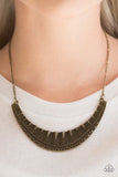 Thrown To the Lions - Brass Crescent Geometric Detail short Necklace