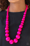 Effortlessly Everglades - Blue - Pink Wooden Necklace