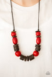 You Better Belize It - Pink - Red Wooden Necklace