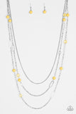 East Coast Classic - Yellow Beads Silver Hoops Long Necklace