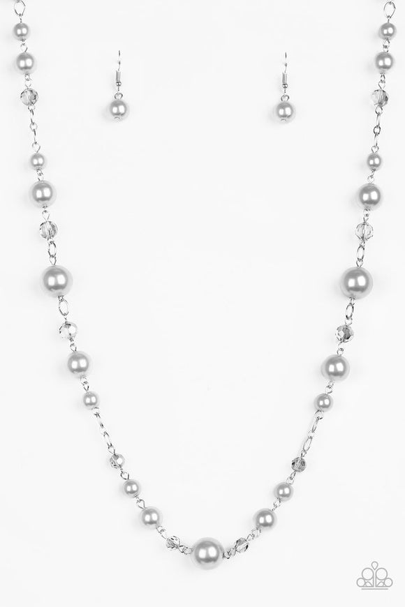 Make Your Own Luxe - Silver Pearly Beads Long Necklace