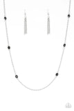 In Season - Red - Black Beads Trickle Down Silver Chain Long Necklace