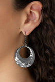 Savory Shimmer - Black/Gunmetal Hammered Hoop Fishhook Earrings