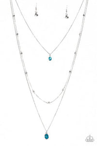 City Blockbuster - Blue Gems Dainty Silver Chains Long Necklace