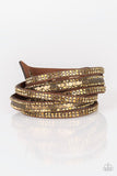 Rock Star Attitude - Black - Brown - Brass Double Snap Wrap Bracelet