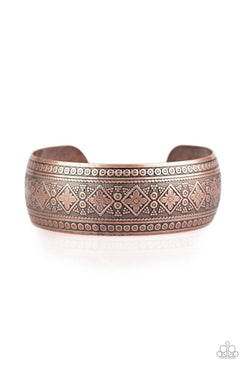 Gorgeously Gypsy - Copper Floral Pattern Cuff Bracelet