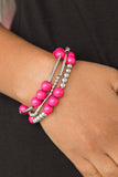 New Adventures - Red - Blue - Purple - Pink Beads Stretchy Bracelet