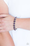 Globetrotter Goals - Black - Brown Blue - Purple Beaded Centers Studded Frames Silver Stretchy Bracelet