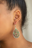 Dazzling Dew - Purple - Yellow - Green Rhinestones Fishhook Earrings