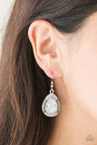 Grandmaster Shimmer - White Teardrop Gem Fishhook Earrings