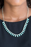 Extinct Species - Silver/Grey - Black - Blue Stones Silver Beads Short Necklace