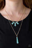 Basic Groundwork - Gold - Blue Teardrop Stones Gold Chain Long Necklace