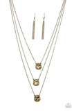 Once in a Millionaire - Multi/Gold - Brass Teardrop Frames with Gems Layering Short Necklace