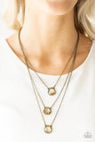 Once in a Millionaire - Multi/Gold - Brass Teardrop Frames with Gems Layering Short Necklace