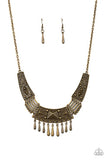 Steer it Up - Brass Plates brass teardrop beads Short Necklace