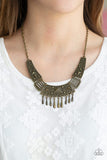 Steer it Up - Brass Plates brass teardrop beads Short Necklace