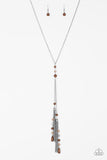 Timeless Tassels - Silver - Pink - Brown Dainty Pearls Long Necklace