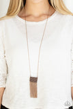 Totally Tassel - Silver - Copper Rectangular Frame Long Necklace