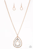 Going For Grit - Multi - Rose Gold Teardrop Silhouettes Long Necklace