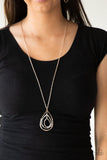 Going For Grit - Multi - Rose Gold Teardrop Silhouettes Long Necklace