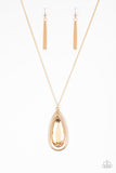 The Royal Coronation - Silver - Gold Teardrop Frame Smoky Gem Long Necklace