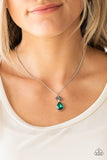 Nice To Meet You - Green Teardrop Gem Hematite Rhinestones Short Necklace