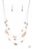 Top Zen - Silver - Copper - Multi Hammered Mismatched Beads on a Dainty Silver Wire Short Necklace