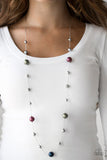 Eloquently Eloquent - Red - Orange -Green - Multi Pearly Beads Long Necklace