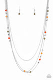 Colorful Cadence - Yellow - Multi - White Glassy Beads Long Necklace