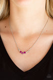 Sparkling Stargazer - Blue - Pink Trio Glittery Rhinestones Silver Bar Dainty Short Necklace