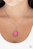 Peaceful Prairies - Pink - Blue Stone Pendant Short Necklace