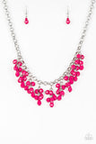 Modern Macarena - Purple - Pink Beads Round and Teardrop Shapes Short Necklace