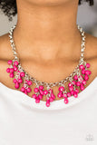 Modern Macarena - Purple - Pink Beads Round and Teardrop Shapes Short Necklace